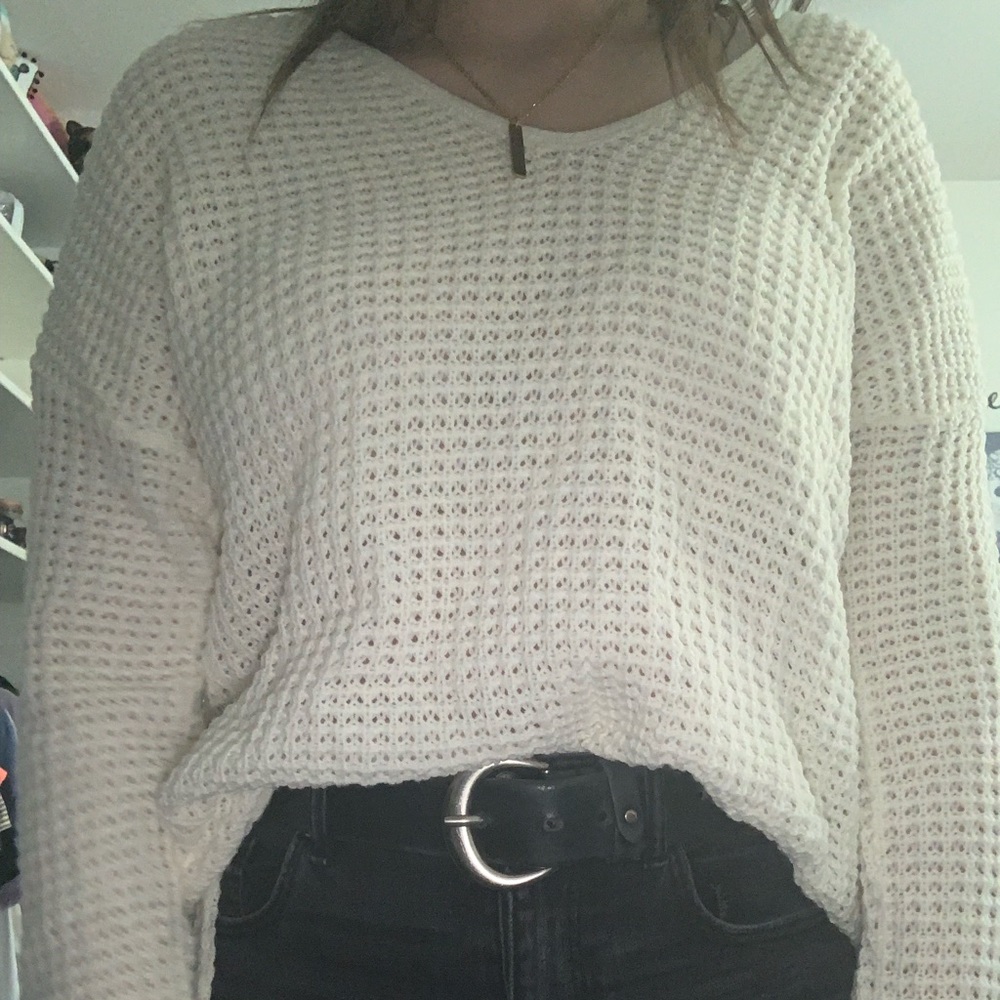 white sweater